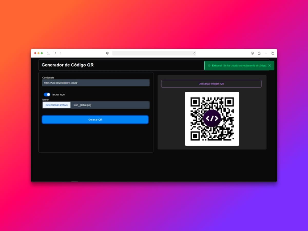 Icono página web para generar códigos.